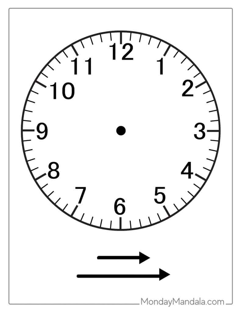 14 Printable Clock Faces (Free Pdfs To Download &amp; Print) for Printable Clock Face Free