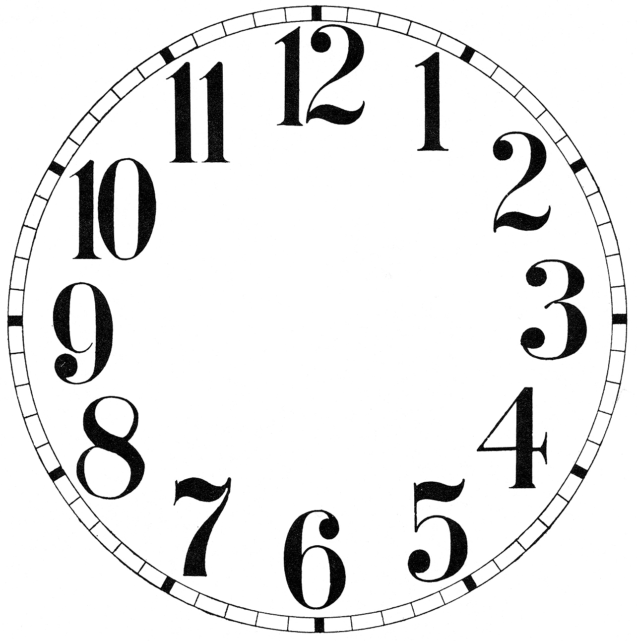 15 Clock Face Images - Print Your Own! - The Graphics Fairy with regard to Printable Clock Face Free