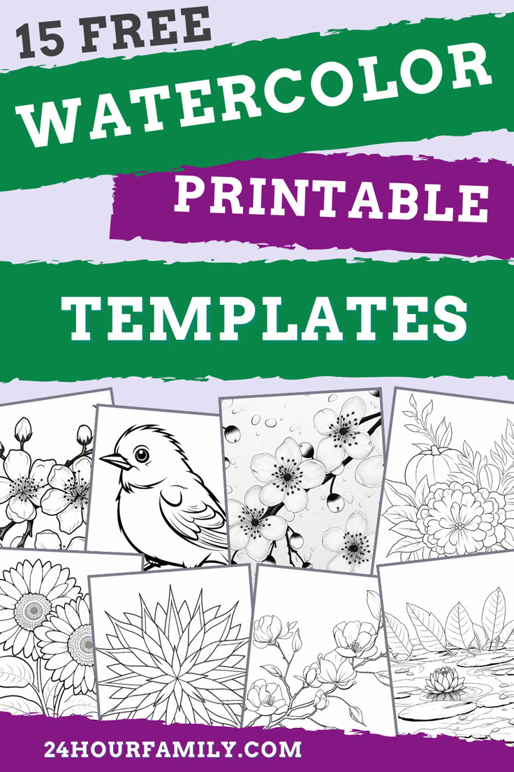 15 Free Printables To Use To Make Watercolor Paintings regarding Free Printable Watercolor Templates