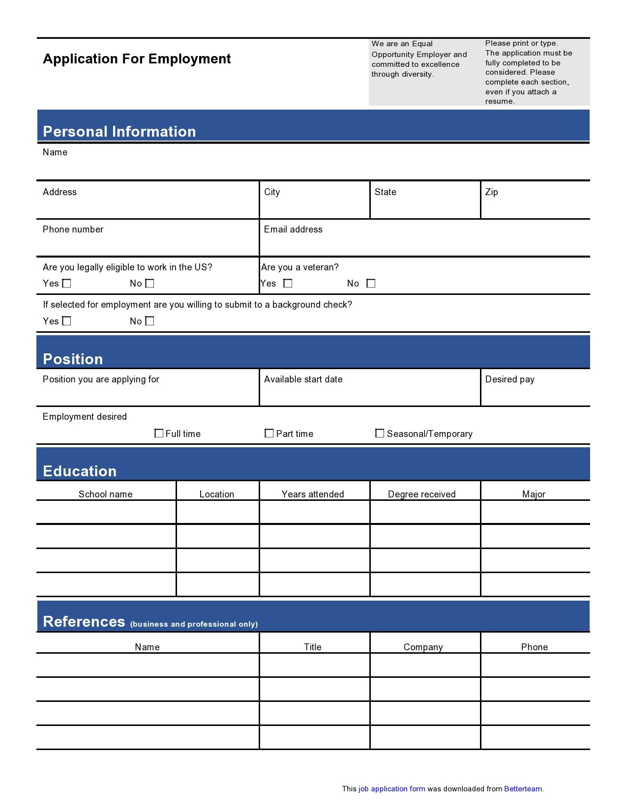 27 Basic Employment Application Templates [Free] with Free Printable Job Application Template