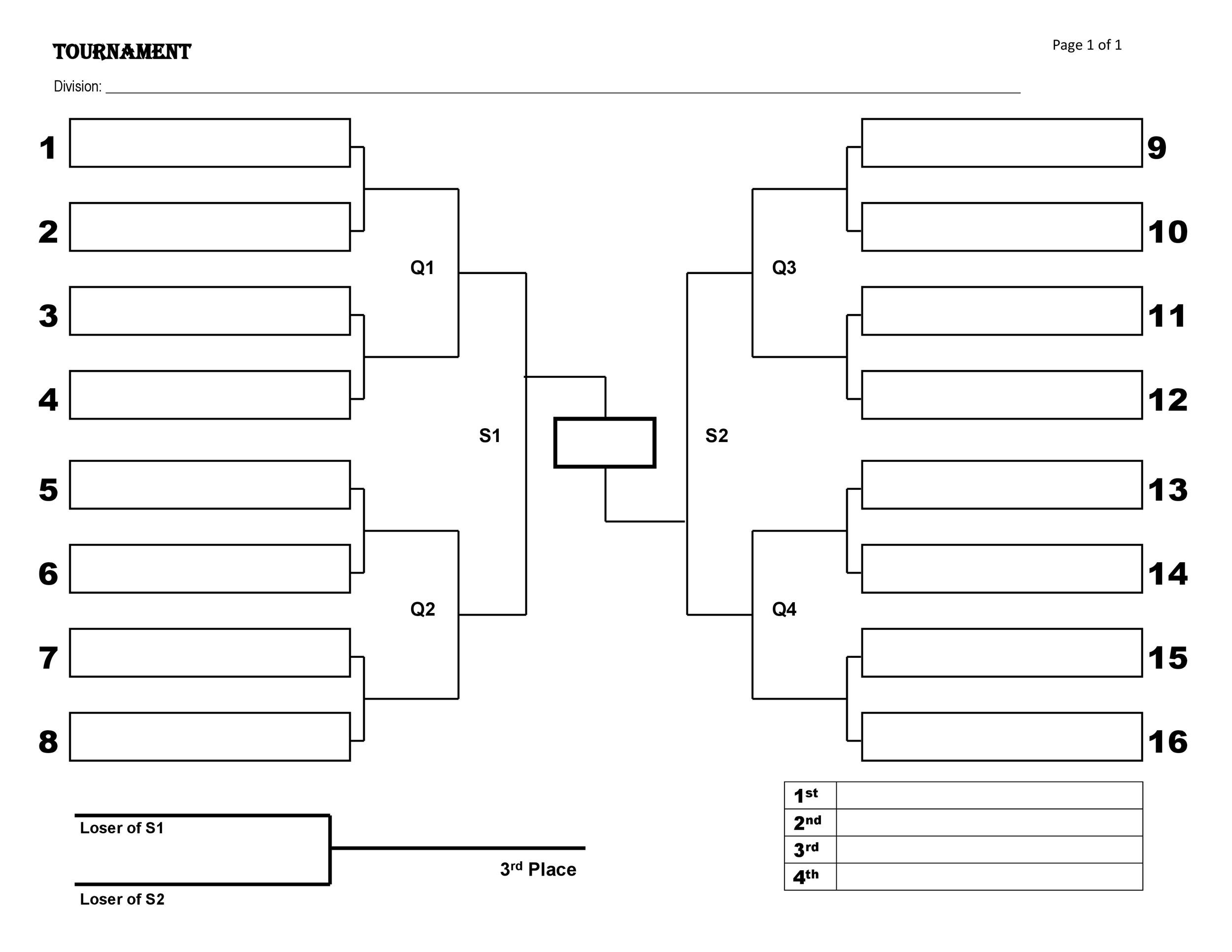 34 Blank Tournament Bracket Templates (&amp;amp;100% Free) ᐅ Templatelab inside Printable Brackets Free
