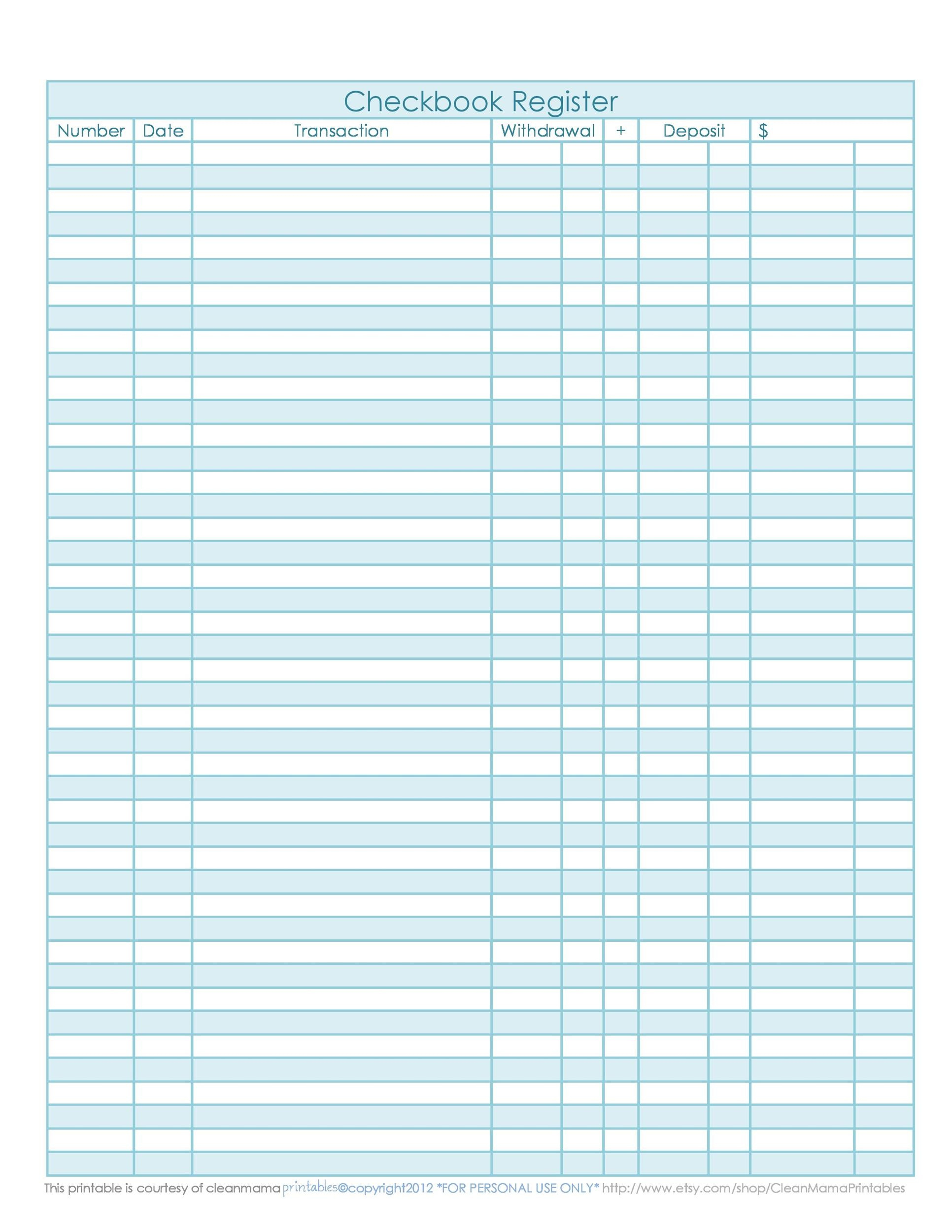 39 Checkbook Register Templates [100% Free, Printable] ᐅ Templatelab with regard to Free Printable Check Register