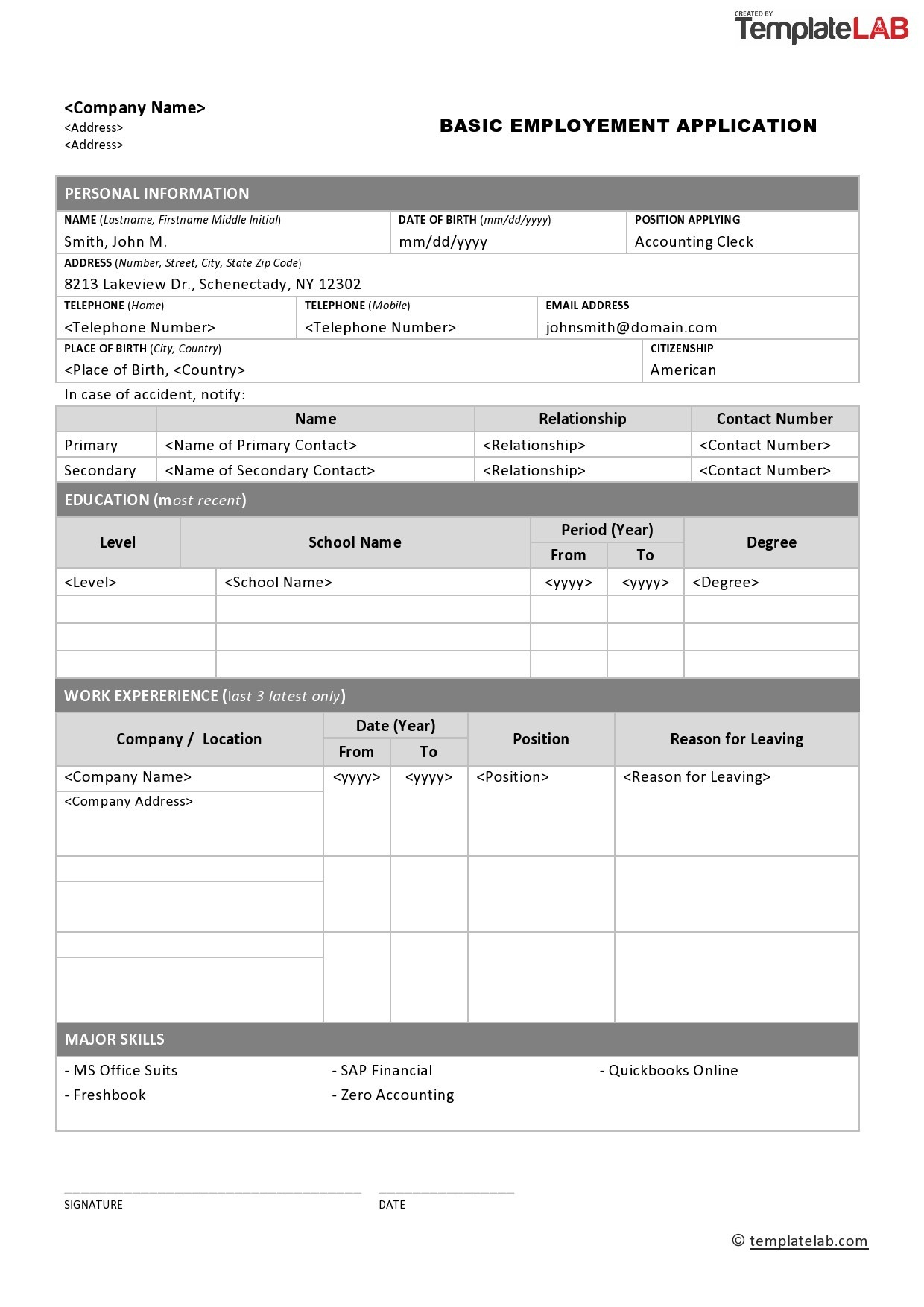 50 Free Employment / Job Application Form Templates [Printable] ᐅ with Free Printable Application