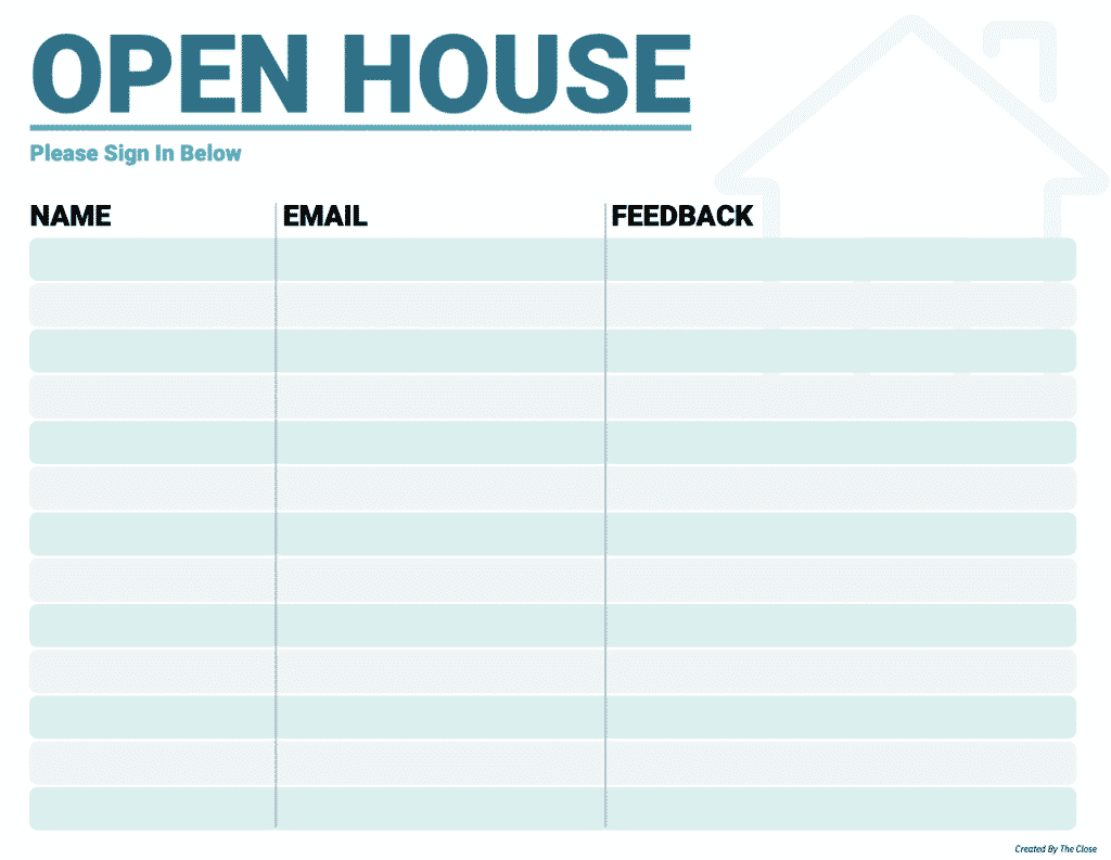 9 Free Open House Sign-In Sheets To Try This Weekend for Free Printable Open House Sign in Sheet