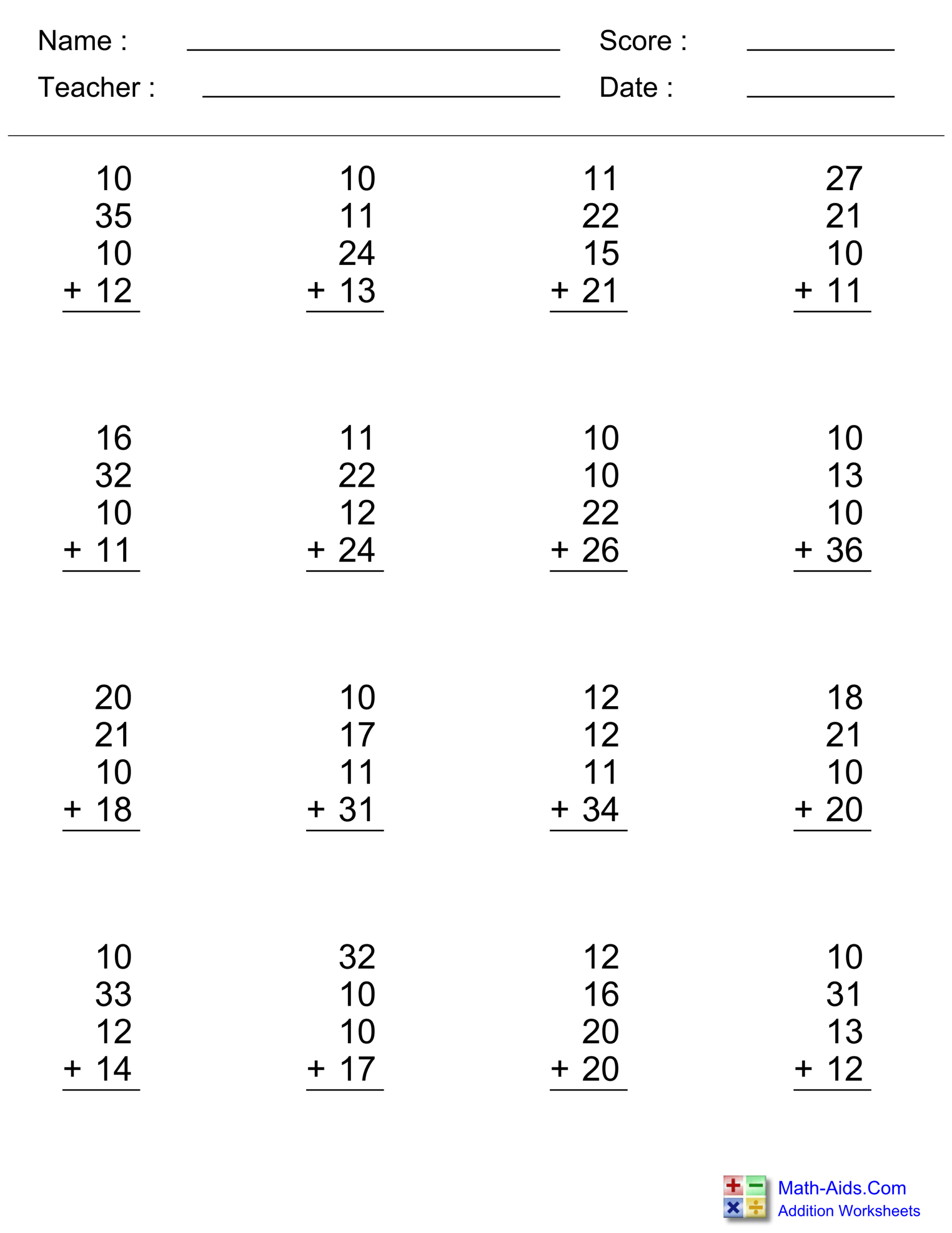 Addition Worksheets | Dynamically Created Addition Worksheets regarding Free Printable Addition Math Sheets