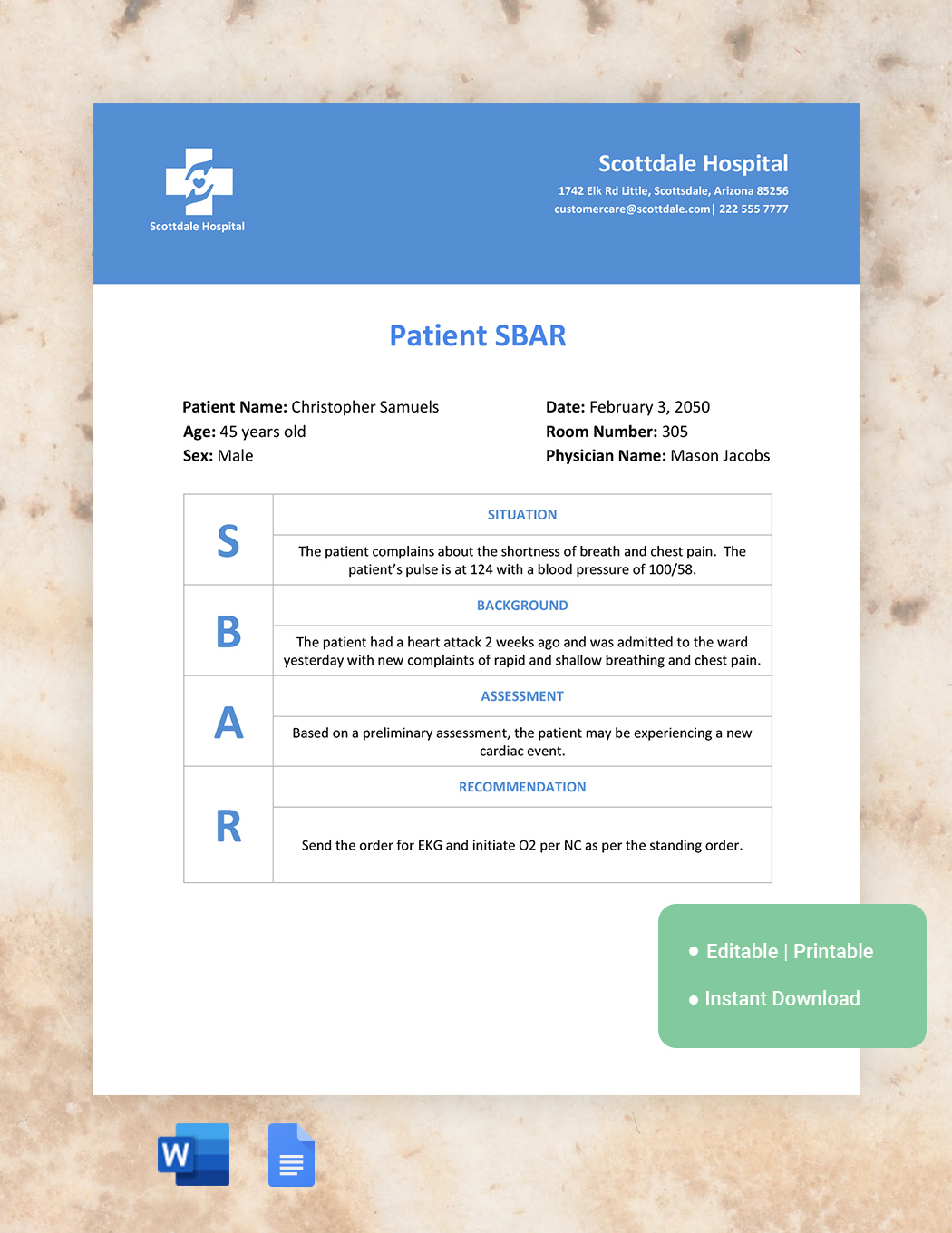 Blank Sbar Template In Word, Google Docs - Download | Template within Free Printable Blank Sbar Template
