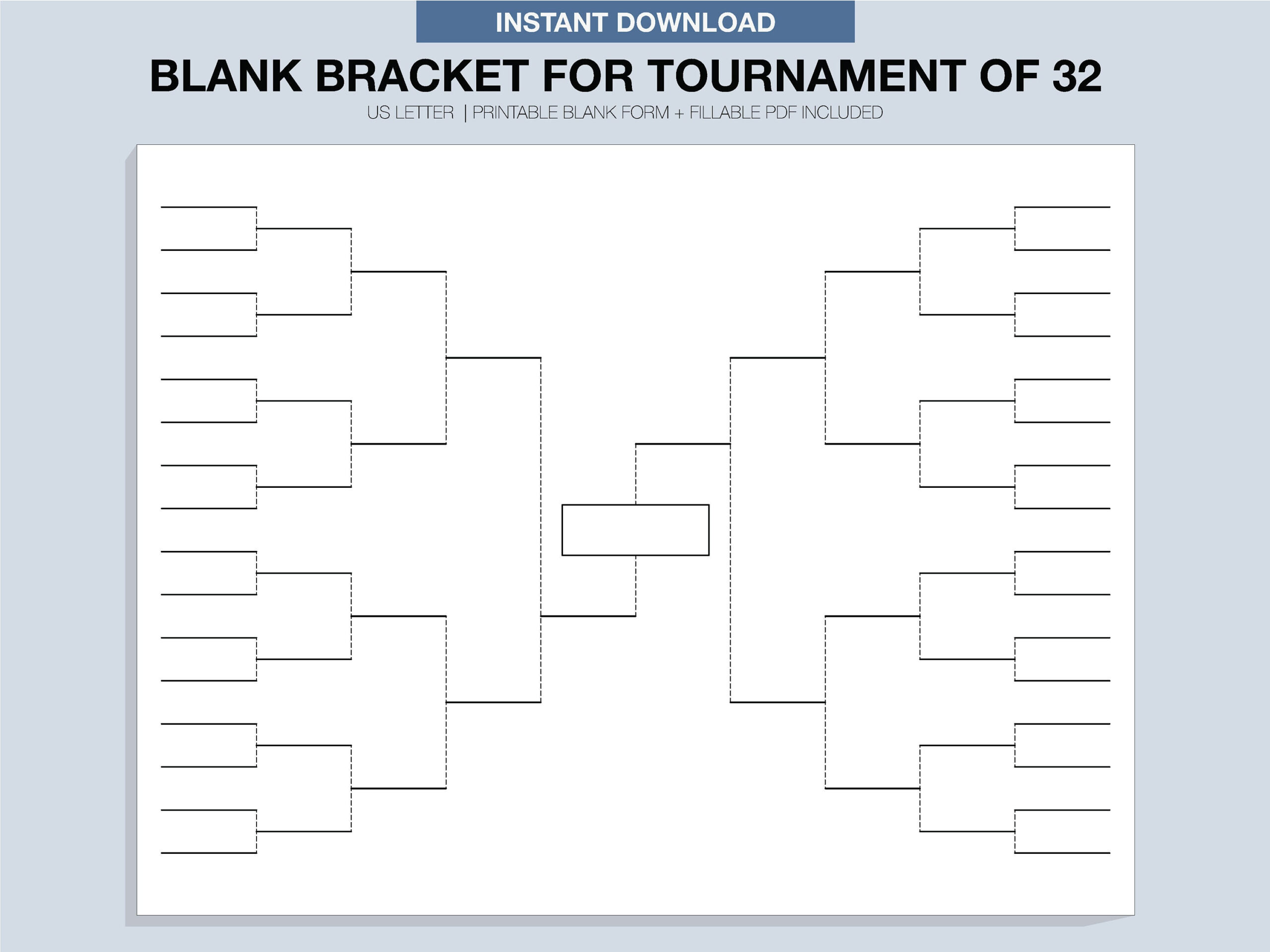 Blank Tournament Bracket, Printable, Fillable Pdf, Single with regard to Printable Brackets Free