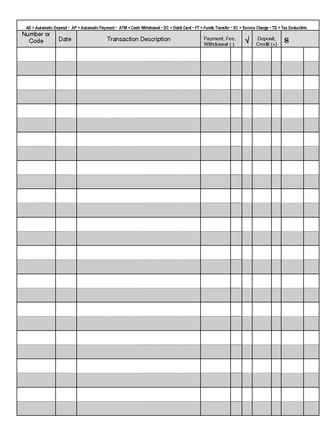 Check Register Full Page - 10 Free Pdf Printables | Printablee in Printable Check Registers Free
