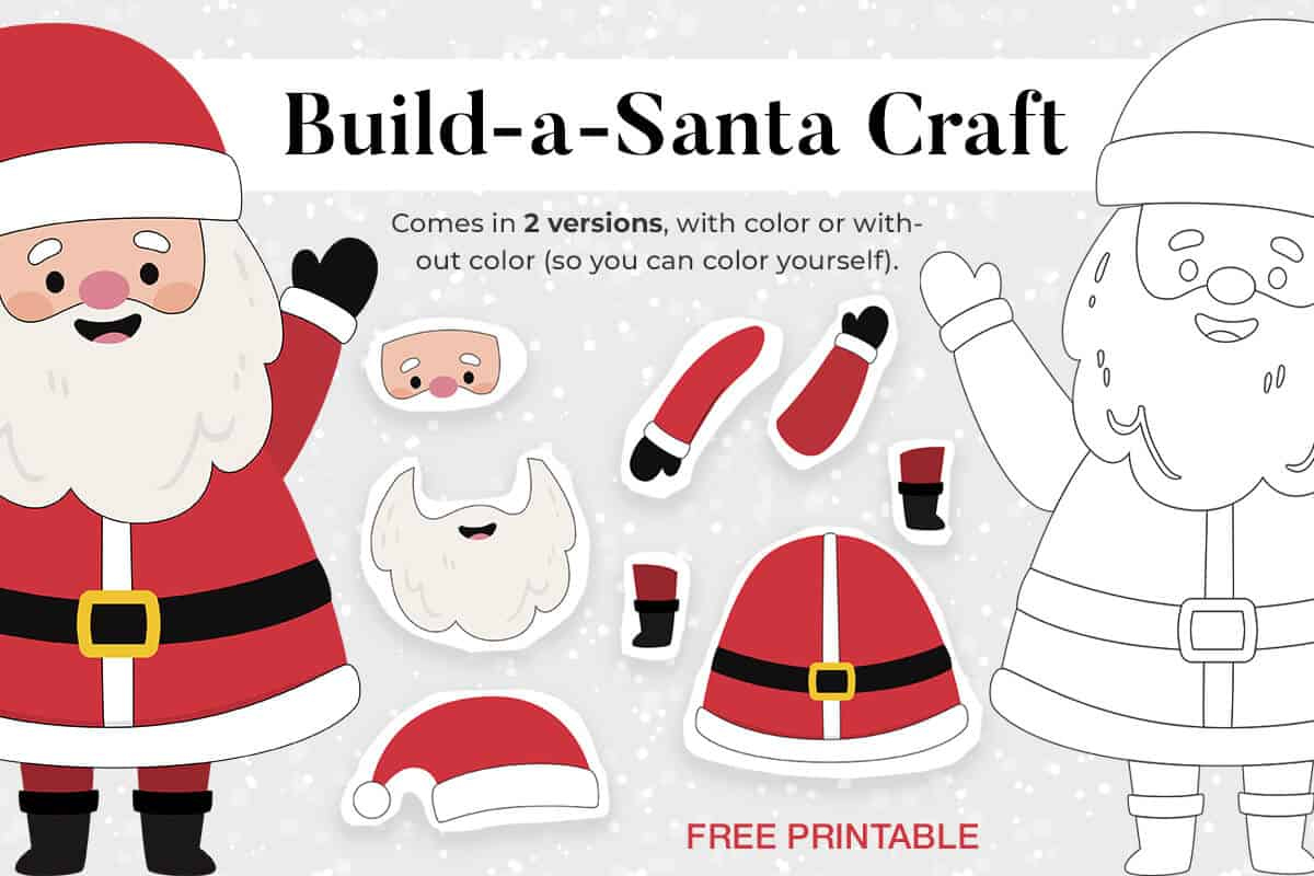 Christmas Build-A-Santa Craft | Mrs. Merry regarding Free Printable Santa