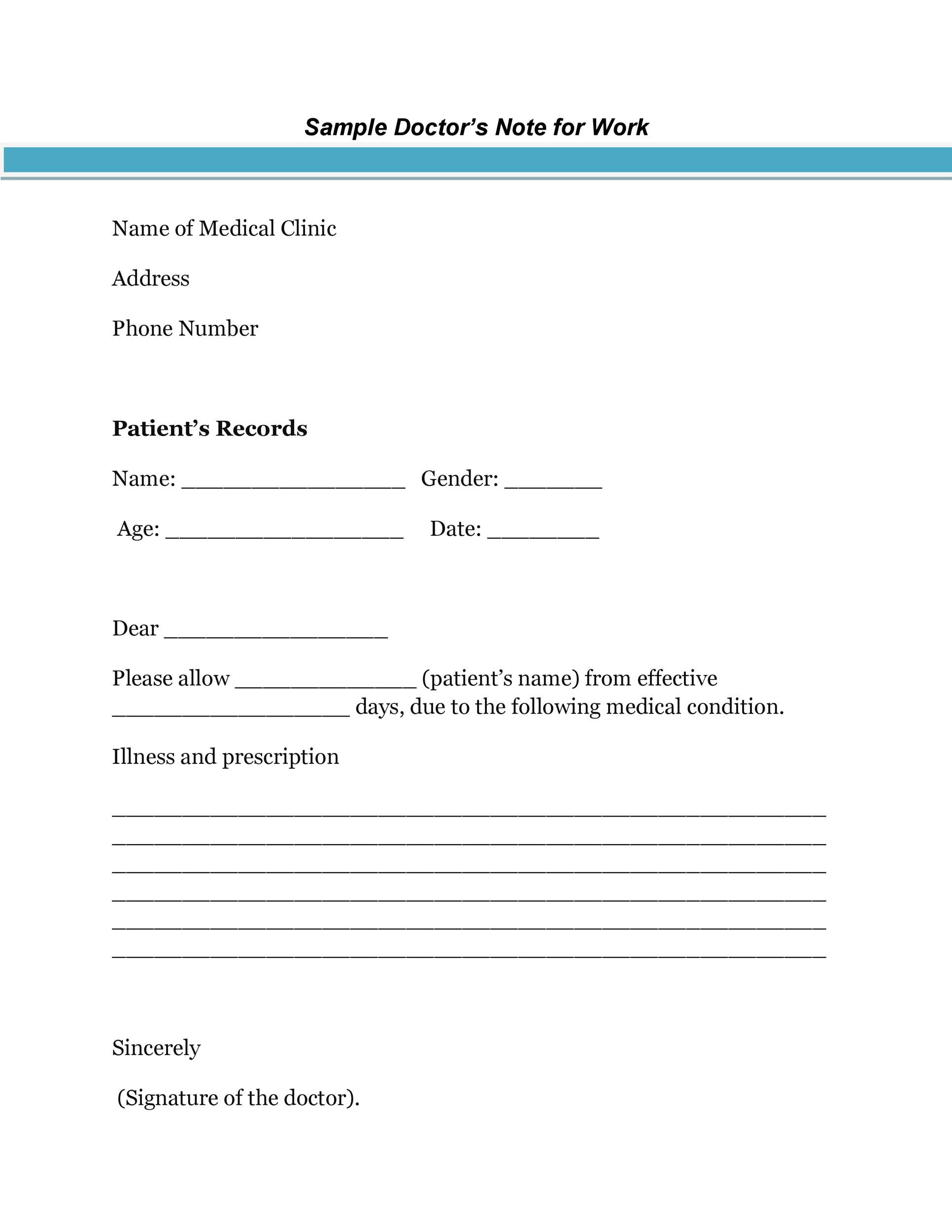 Doctor Notes | Doctors Note For Work in Printable Doctors Note For Free