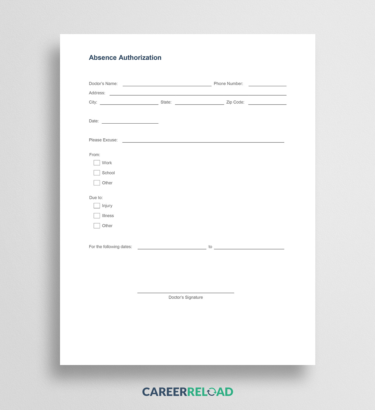 Doctor&amp;#039;S Note Template - Doctor&amp;#039;S Note For Work - Career Reload in Printable Doctors Note For Free