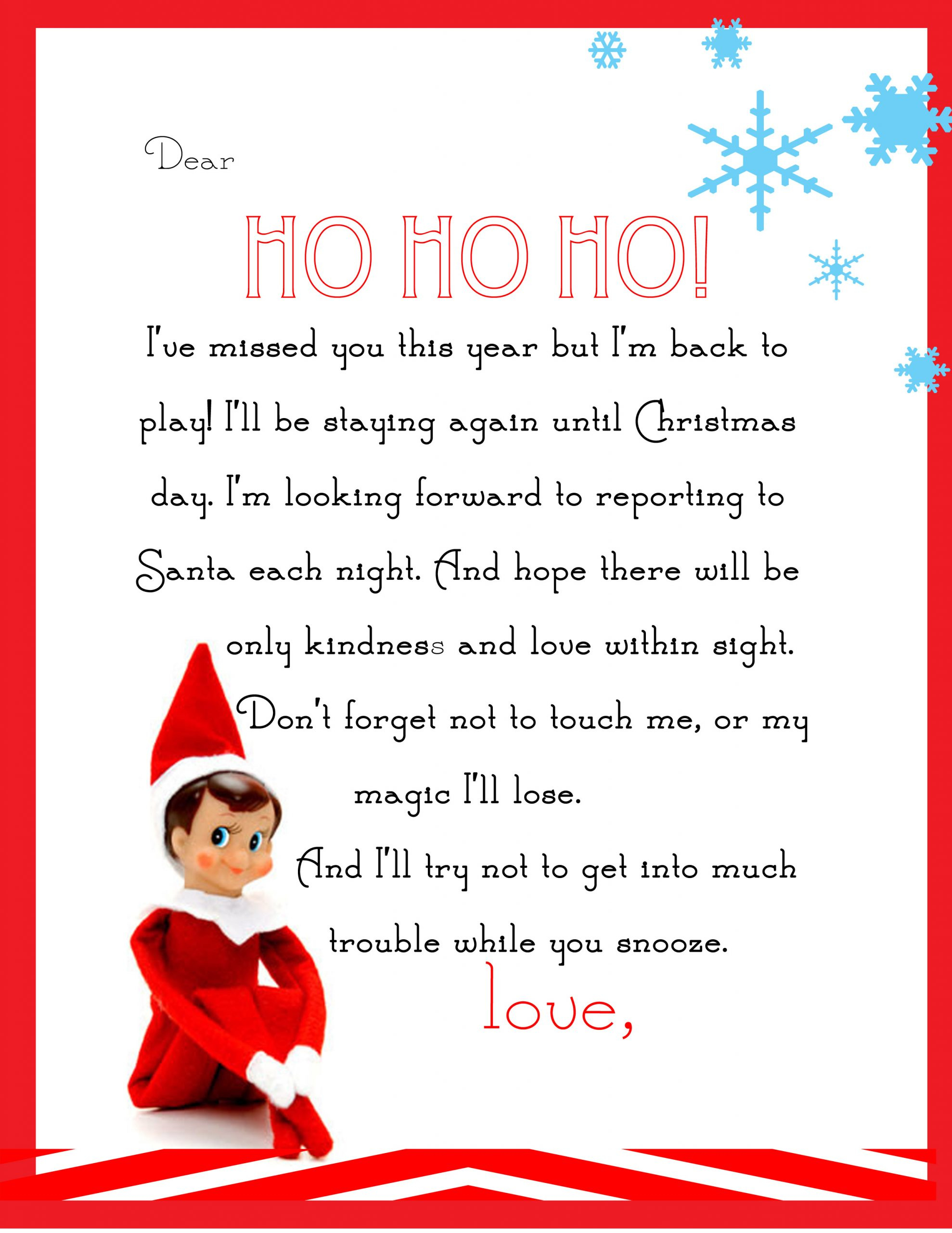 Elf On The Shelf Letter {Free Printable} pertaining to Free Printable Elf On The Shelf Letter