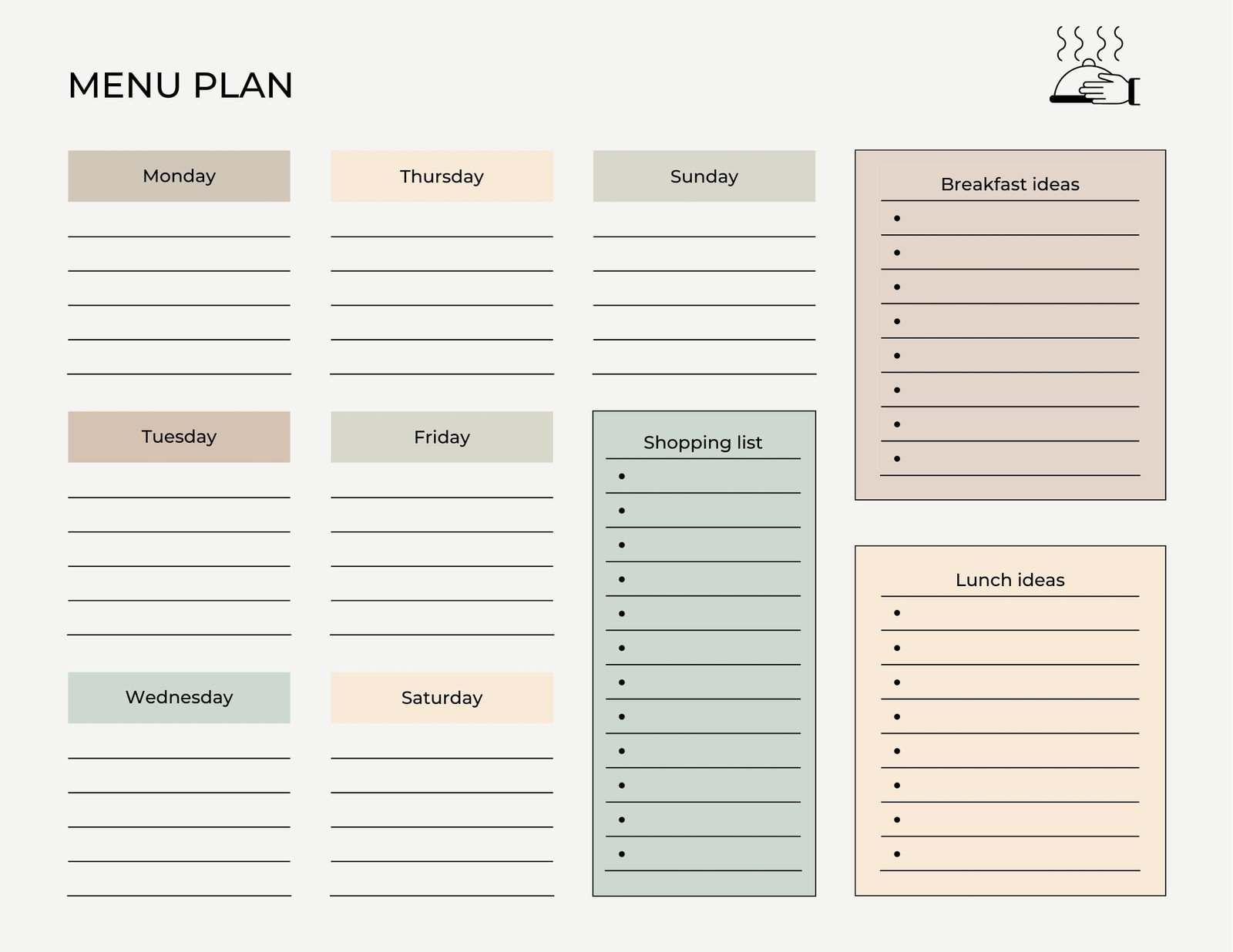 Free, Customizable Meal Planner Menu Templates | Canva with Free Meal Planner Printable