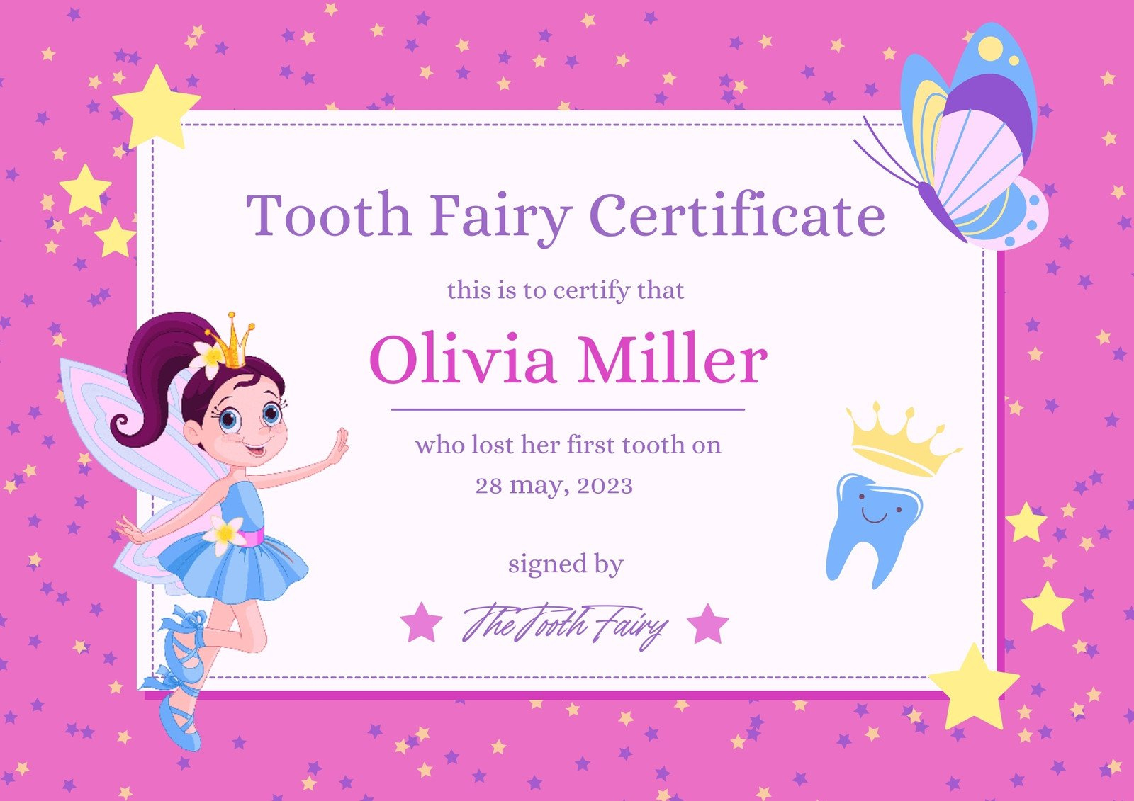 Free Customizable Tooth Fairy Certificate Templates | Canva for Free Printable Tooth Fairy Certificate
