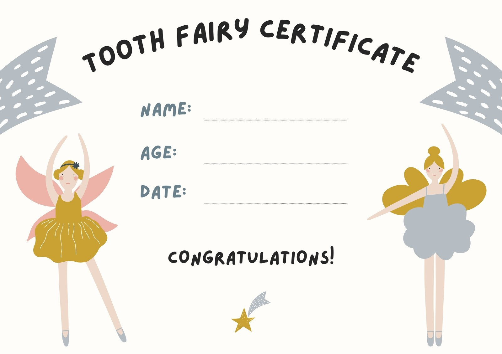 Free Customizable Tooth Fairy Certificate Templates | Canva with Free Printable Tooth Fairy Certificate