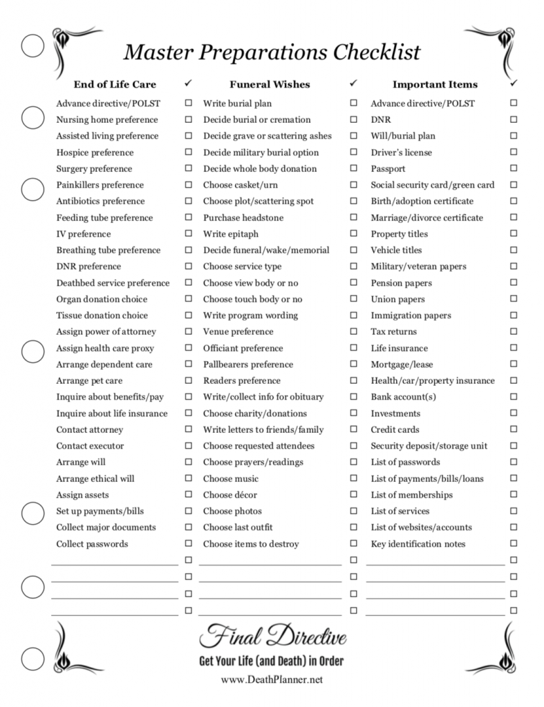 Free Death Planner Forms | Free Printables throughout Free Printable End-Of-Life Planner