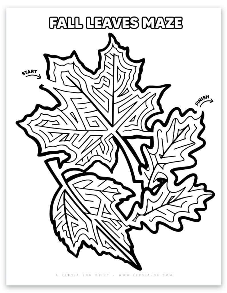 Free Fall Maze Printable Worksheets - Autumn Leaves within Free Printable Mazes For Adults