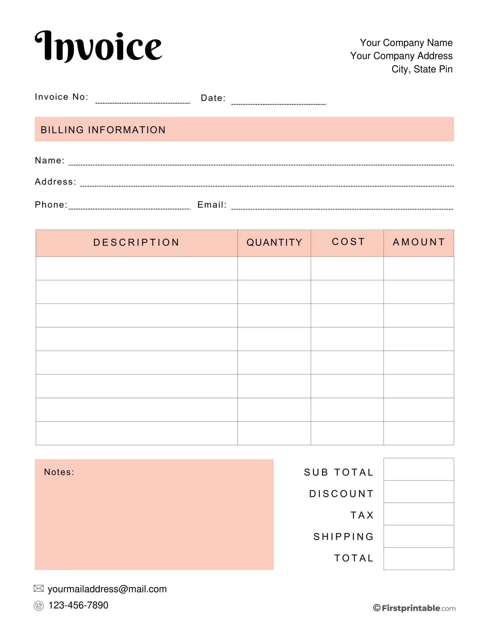 Free Invoice Template Blank Printable | Download pertaining to Free Printable Invoices Templates