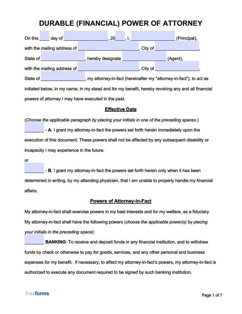 Free Power Of Attorney Forms | Pdf | Word in Free Printable Power Attorney Forms