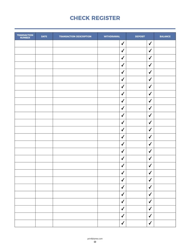 Free Printable Check Registers - 28 Checkbook Ledger Pdfs with Free Printable Check Register