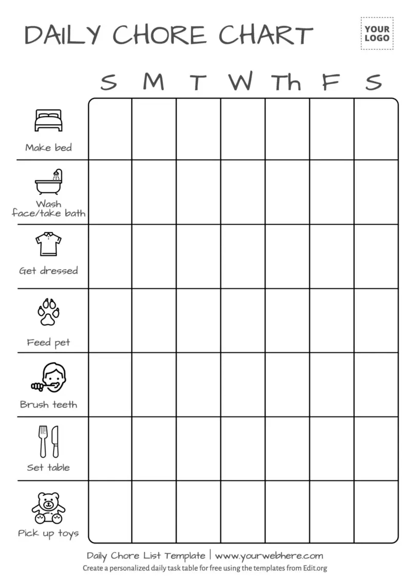 Free Printable Chore List Templates throughout Free Printable Blank Chore Chart