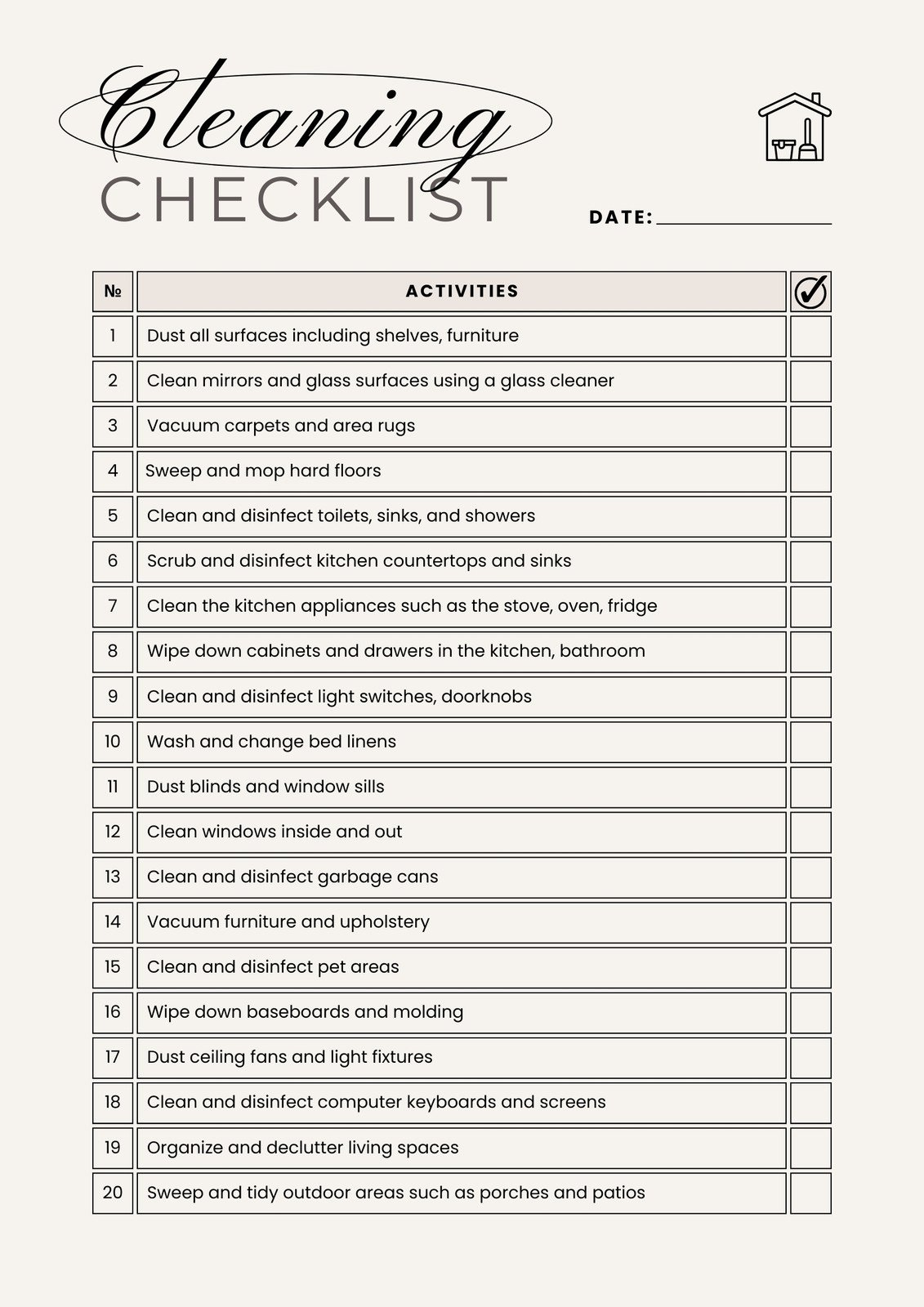 Free Printable Cleaning Checklist Templates | Canva with regard to House Cleaning Checklist Printable Free