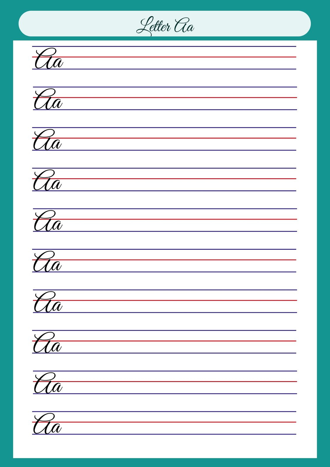 Free Printable Cursive Writing Worksheet Templates | Canva inside Printable Free Cursive Writing Worksheets