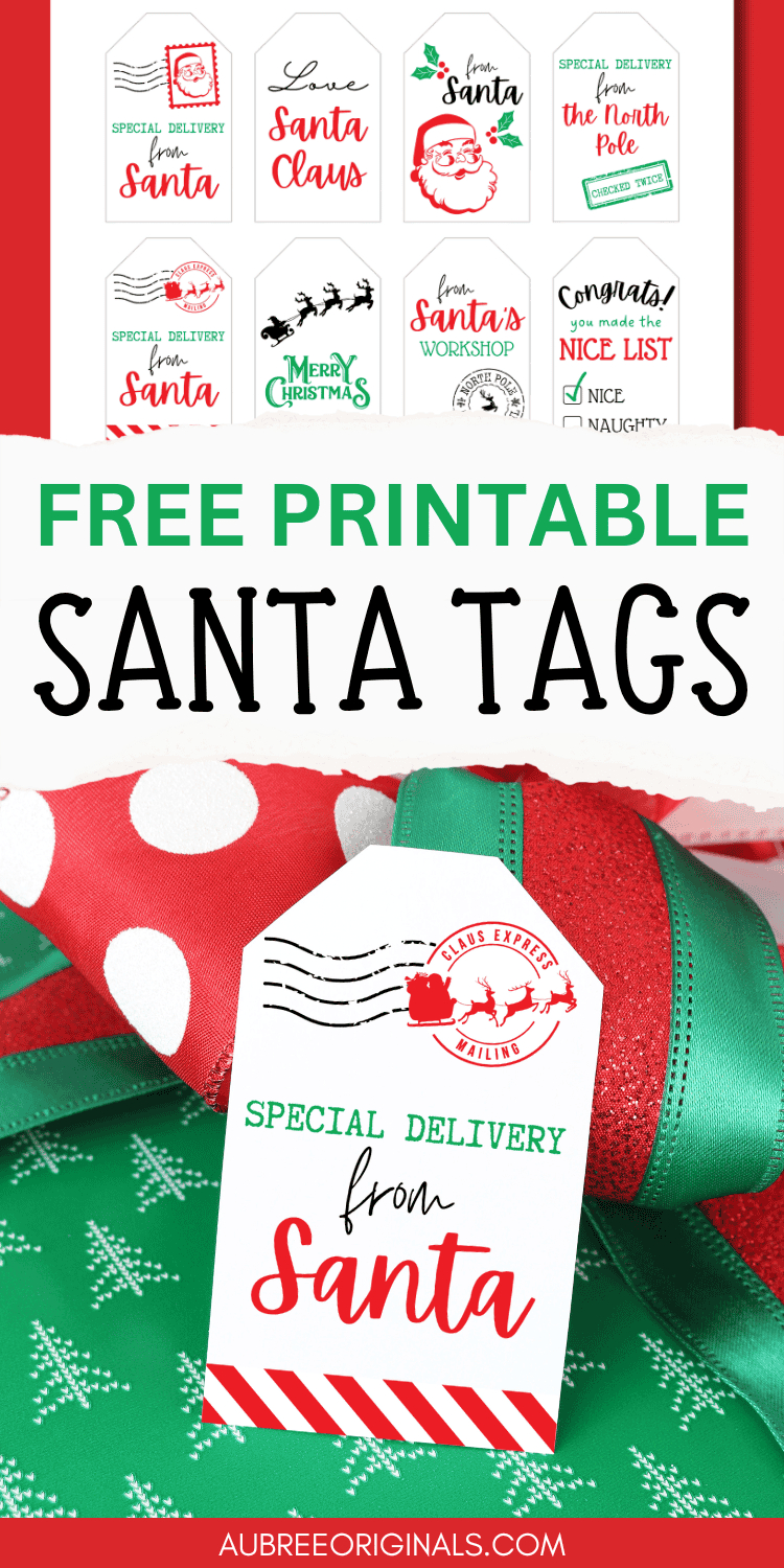 Free Printable &amp;quot;From Santa&amp;quot; Gift Tags For Christmas - Aubree Originals inside Free Secret Santa Printable Gift Tags