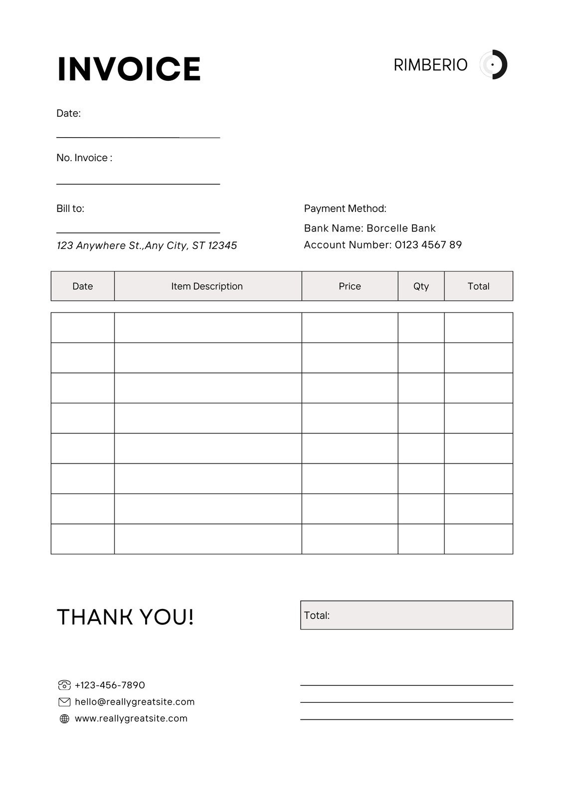 Free, Printable, Professional Invoice Templates To Customize | Canva in Free Printable Invoices Templates