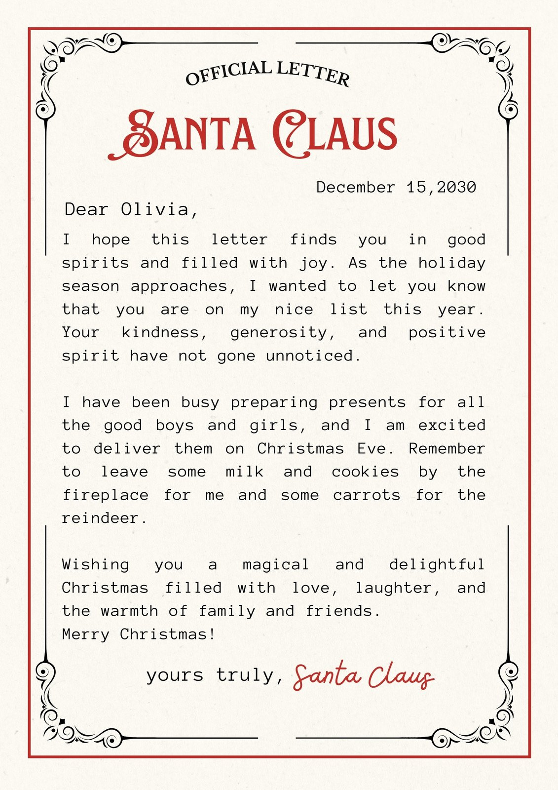 Free Printable Santa Letter Templates You Can Customize | Canva throughout Free Printable Santa Letters From Santa