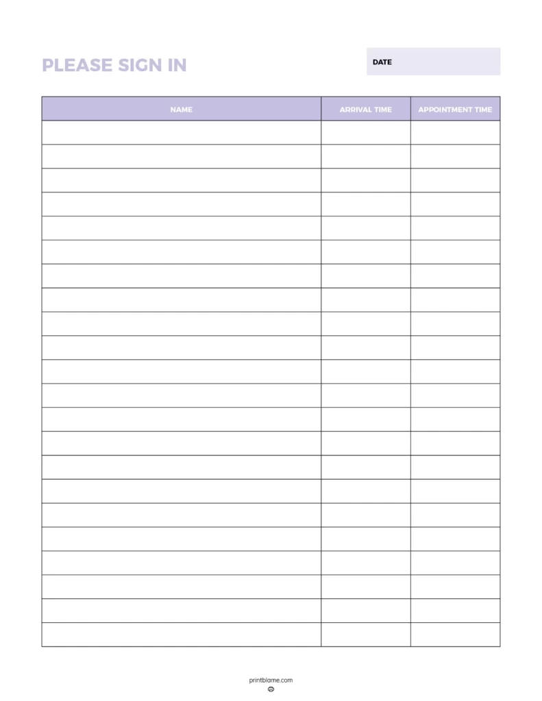 Free Printable Sign In Sheets - 24 Sign In Sheet Pdfs inside Free Printable Sign In Sheets
