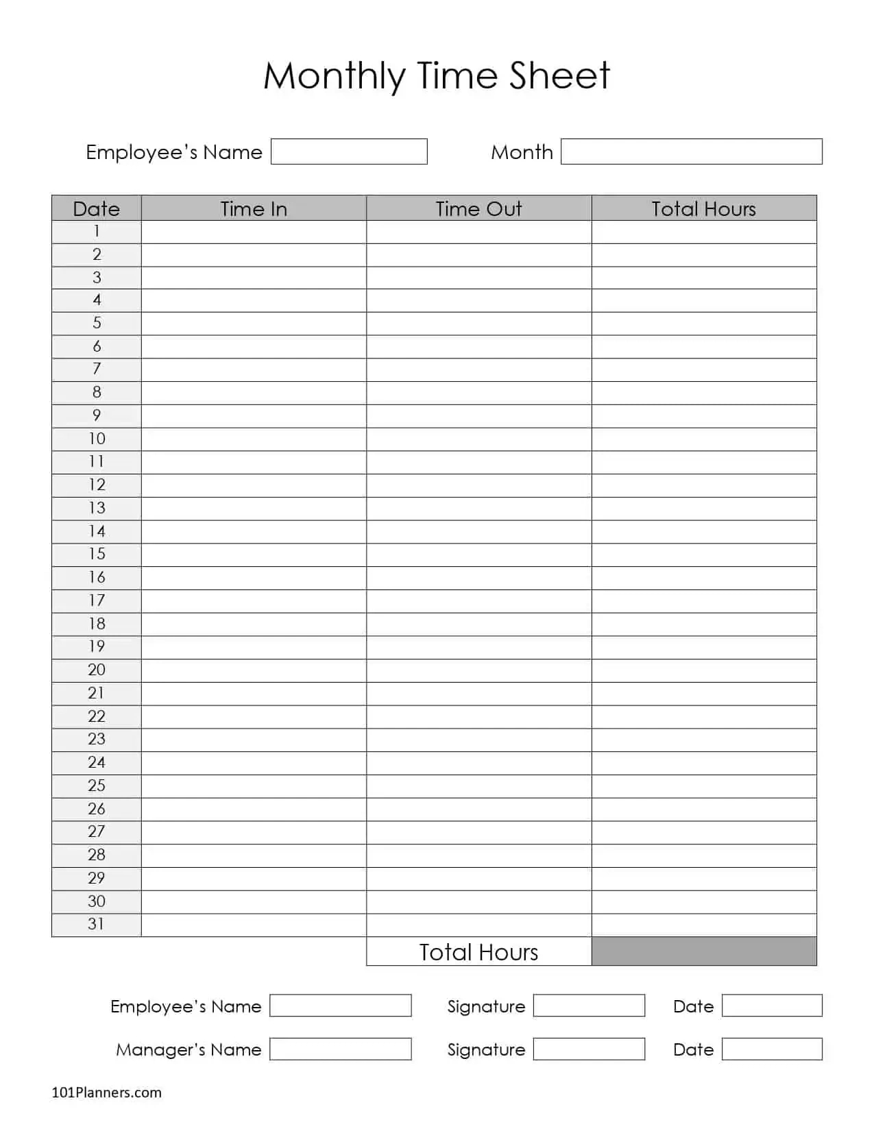 Free Timesheet Template Printables | Instant Download for Printable Time Sheets Free