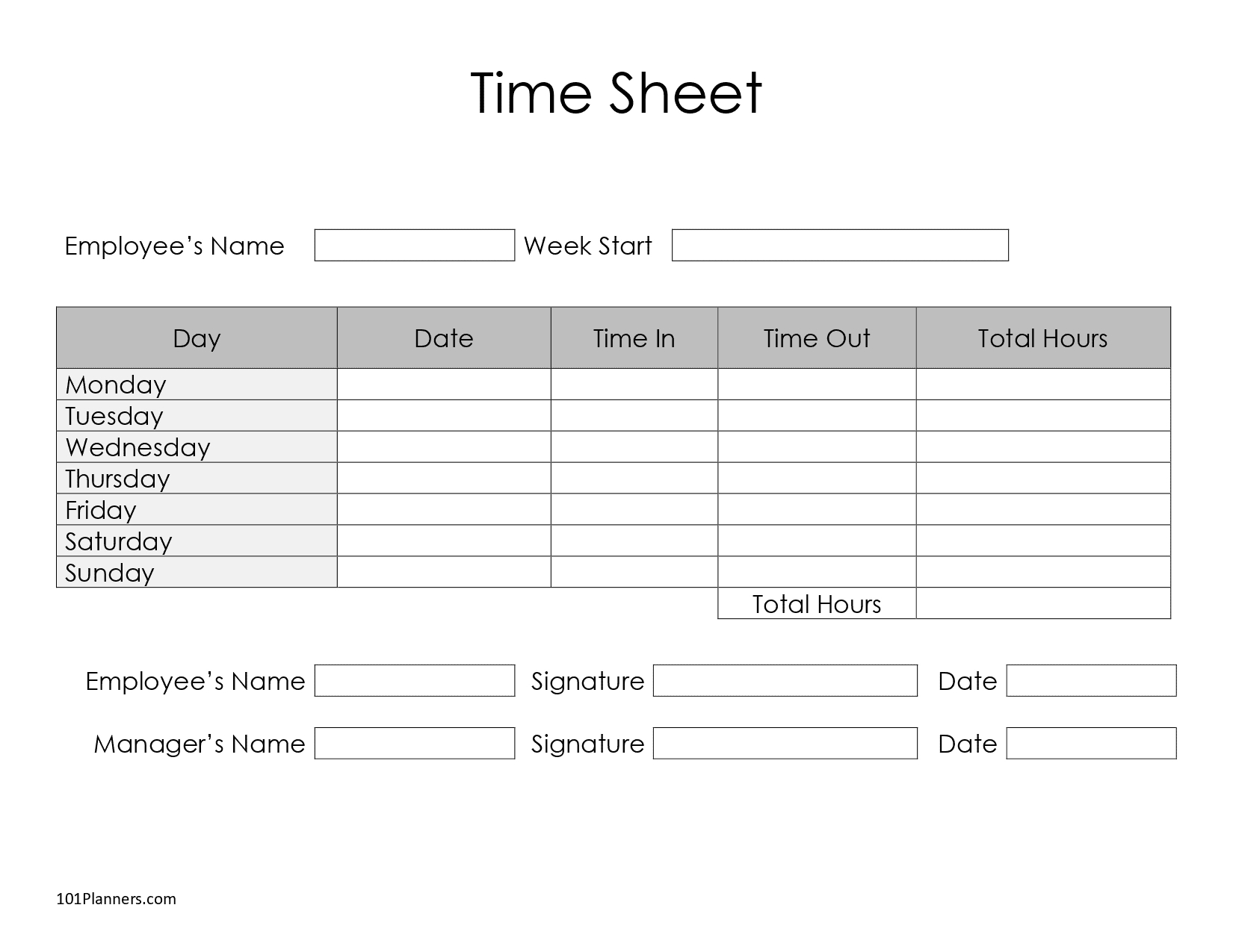 Free Timesheet Template Printables | Instant Download with regard to Free Printable Work Time Sheet