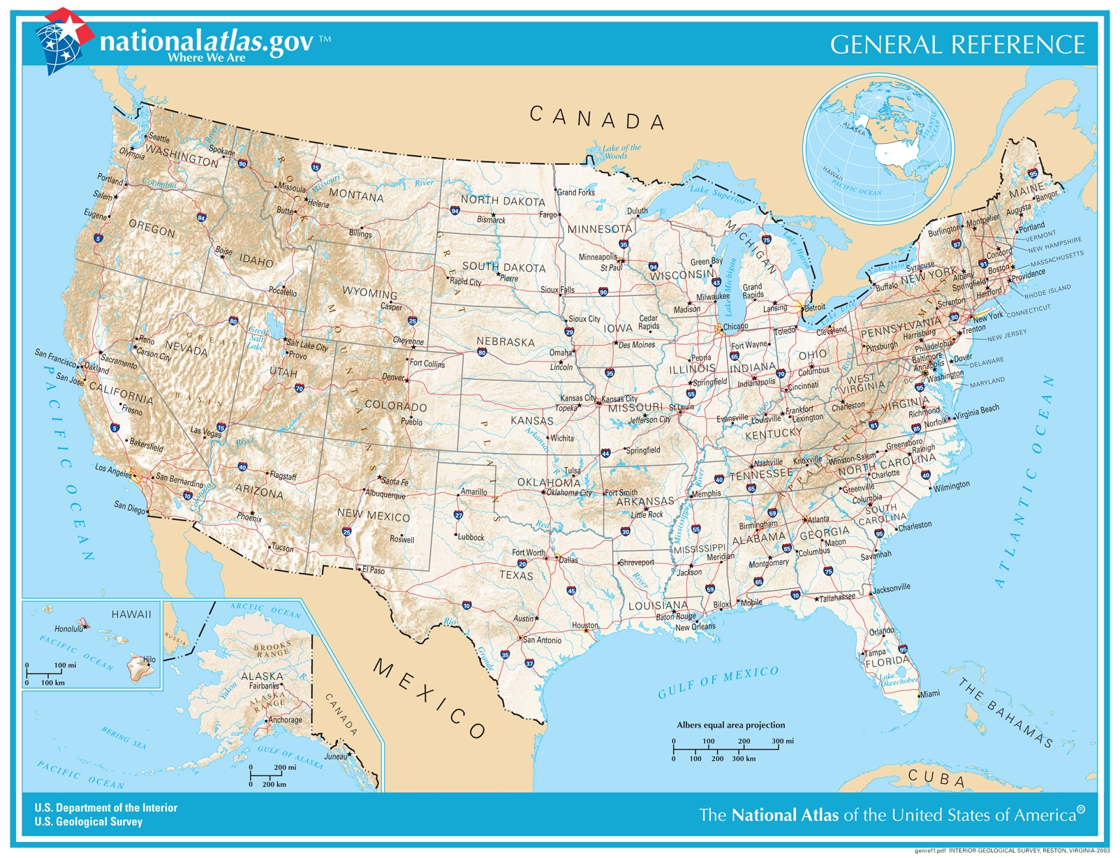 General Reference Printable Map | U.s. Geological Survey within Free Printable Map Of Usa