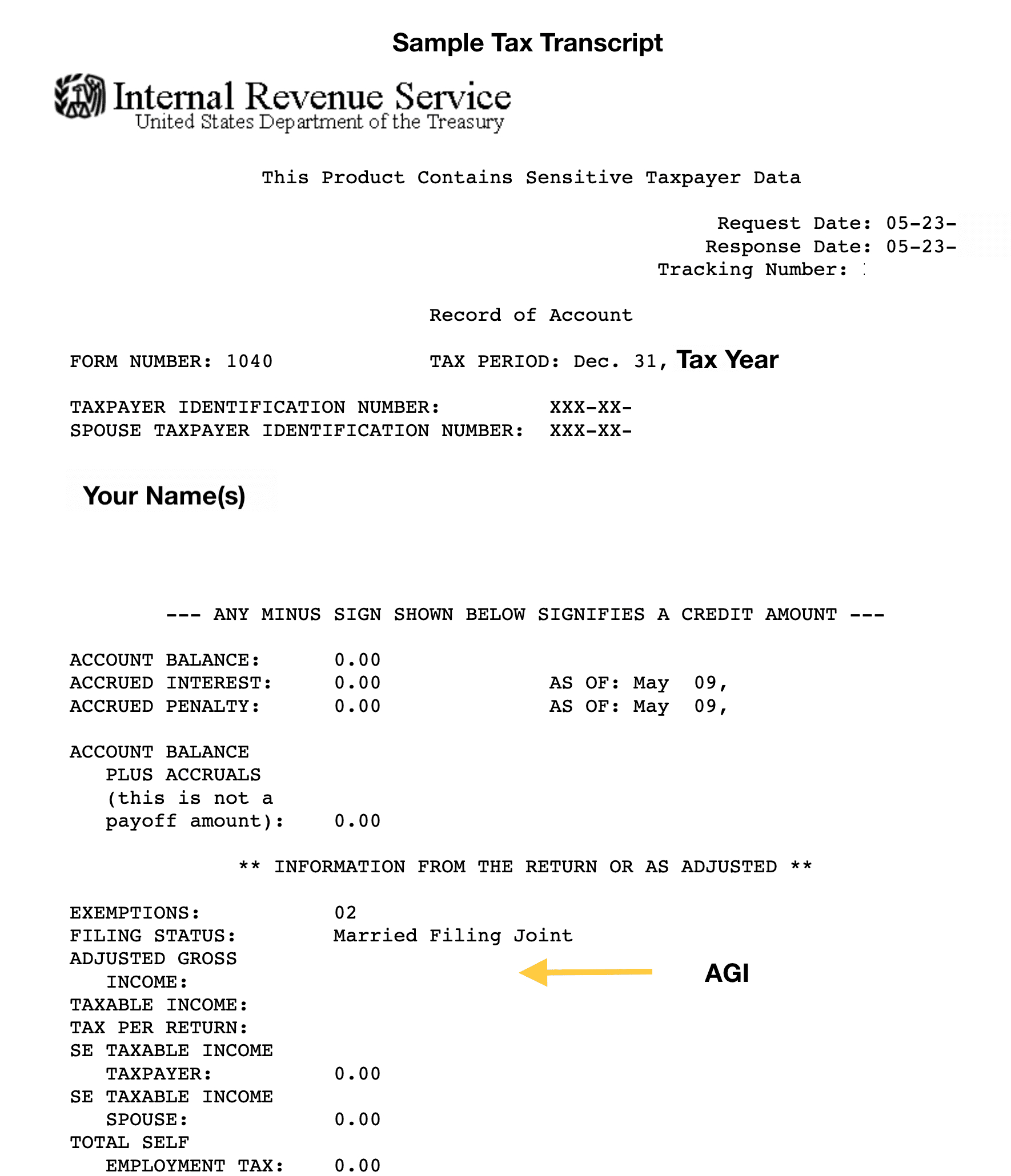 Get A Tax Return Transcript Free With Your Agi Amount inside Free Printable Tax Transcript