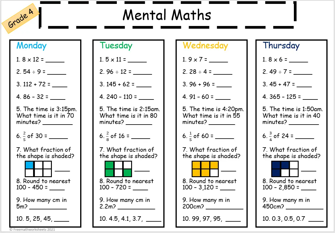Grade 4 Free Math Worksheets - Printable Worksheets pertaining to Math Worksheets For 4th Graders Free Printables