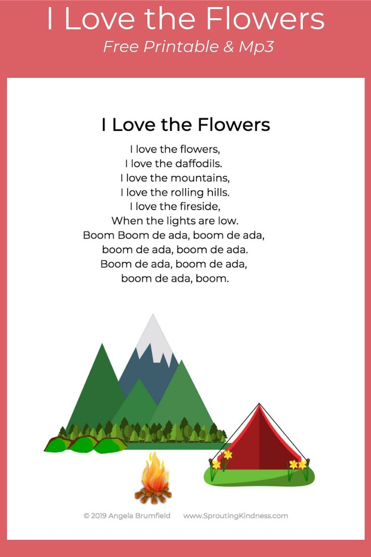 I Love The Flowers Free Printable Lyrics within Free Printable Lyrics For Songs