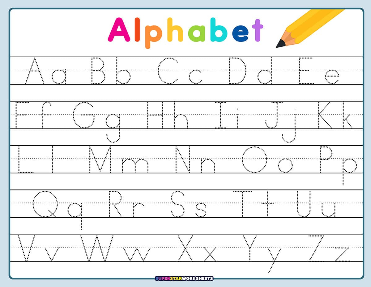 Letter Tracing Worksheets - Superstar Worksheets for Free Printable Traceable Alphabet