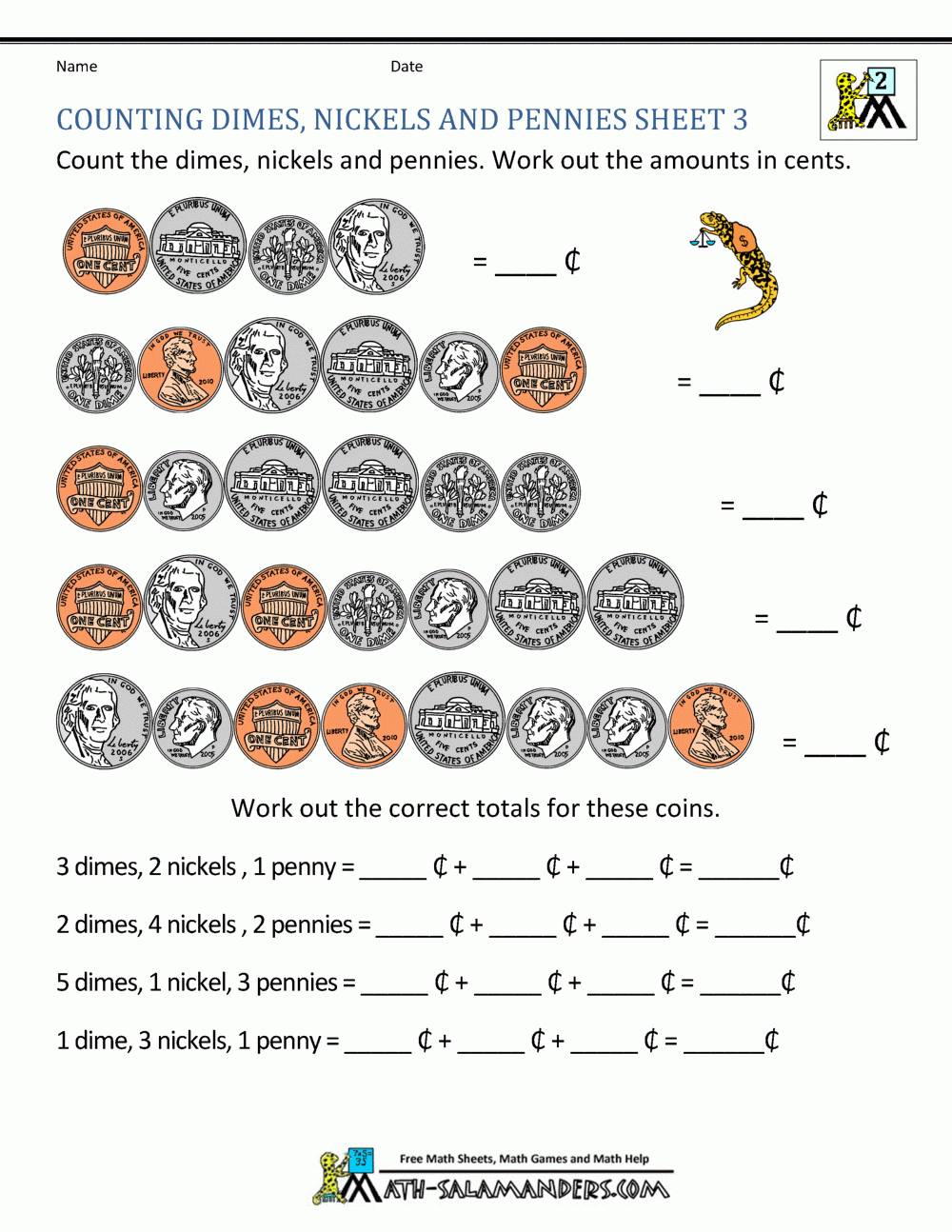 Money Worksheets For 2Nd Grade for Free Printable Worksheets For 2Nd Grade