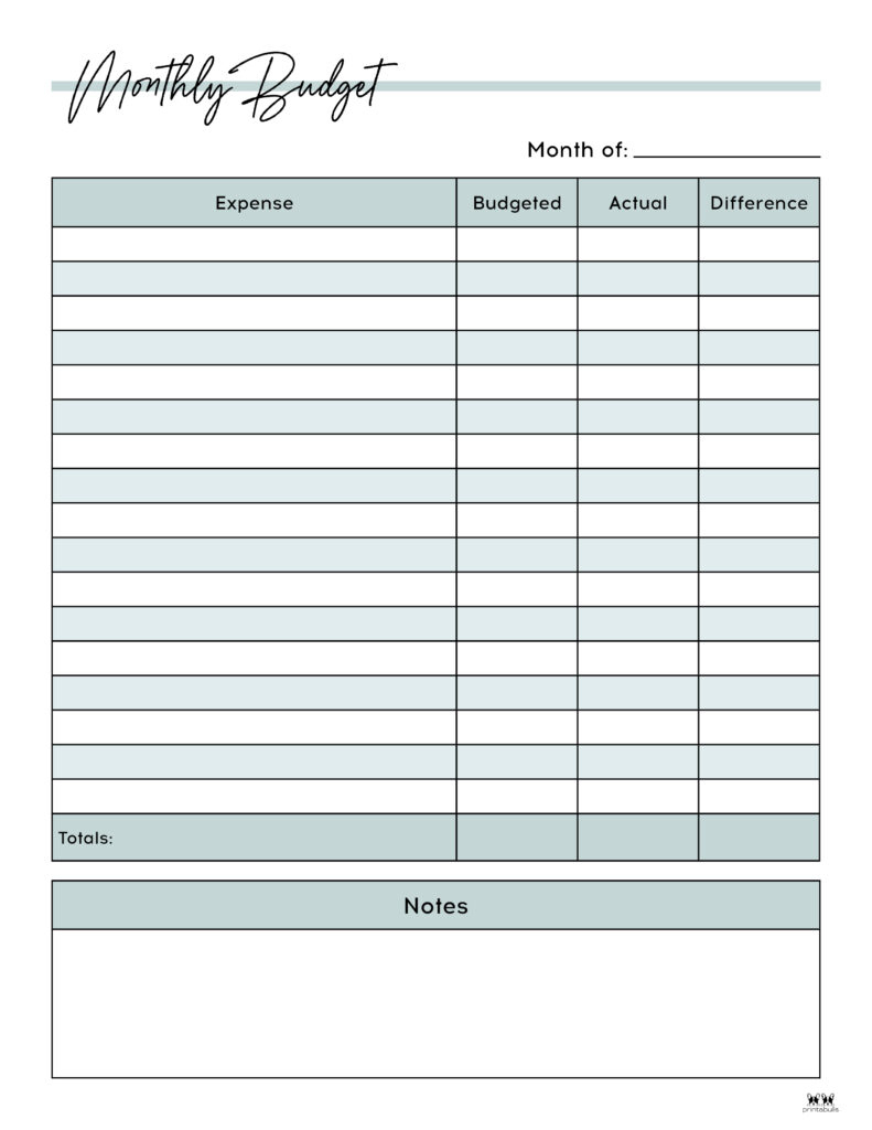 Monthly Budget Planners - 20 Free Printables | Printabulls with regard to Budget Templates Free Printable