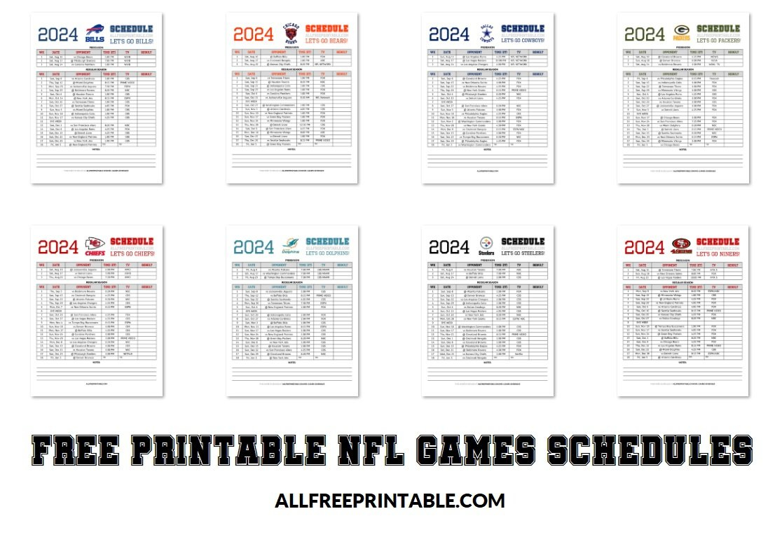 Nfl Games Schedules – Free Printable pertaining to Nfl Schedule Printable Free