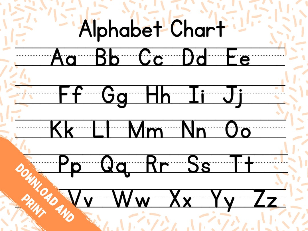 Printable Abc Chart, Alphabet Chart, Handwriting Chart, Homeschool intended for Free Printable ABC Chart Printable
