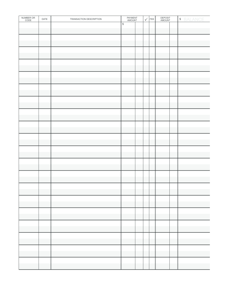 Printable Check Register - Fill Online, Printable, Fillable, Blank intended for Free Check Register Printable