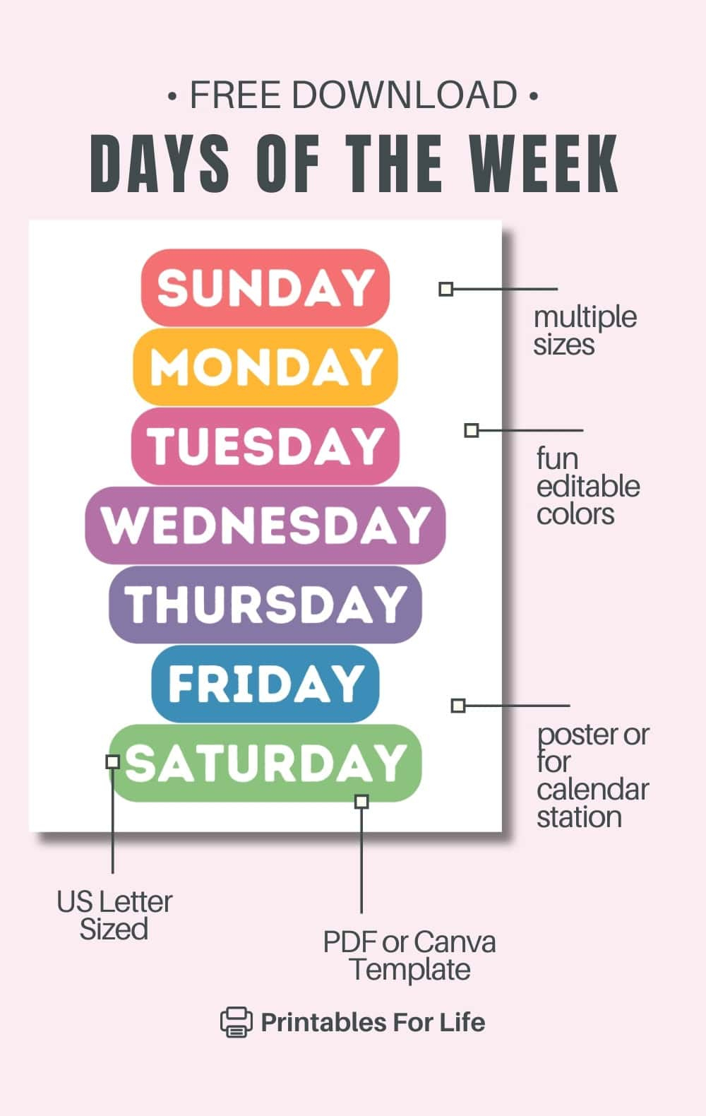 Printable Days Of The Week [Free Download] - Printables For Life within Printable Days Of The Week Free
