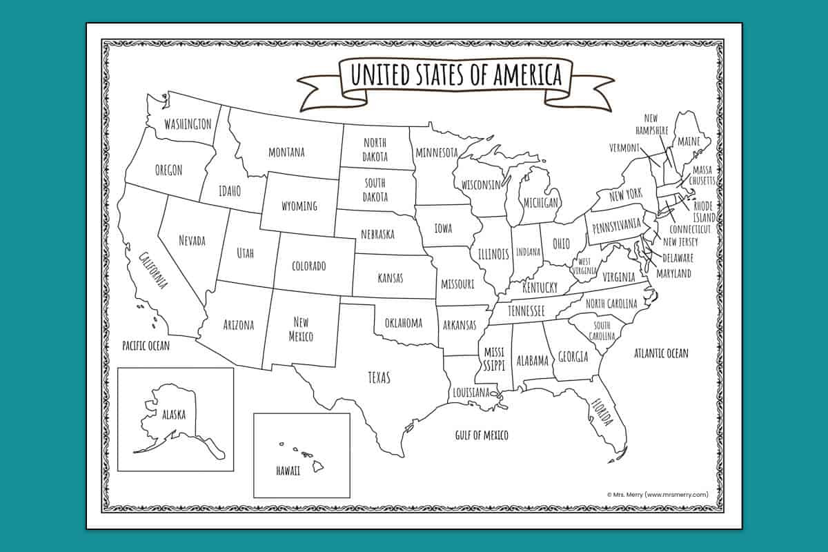 Printable Map Of The United States | Mrs. Merry throughout Printable Map Of The United States Free