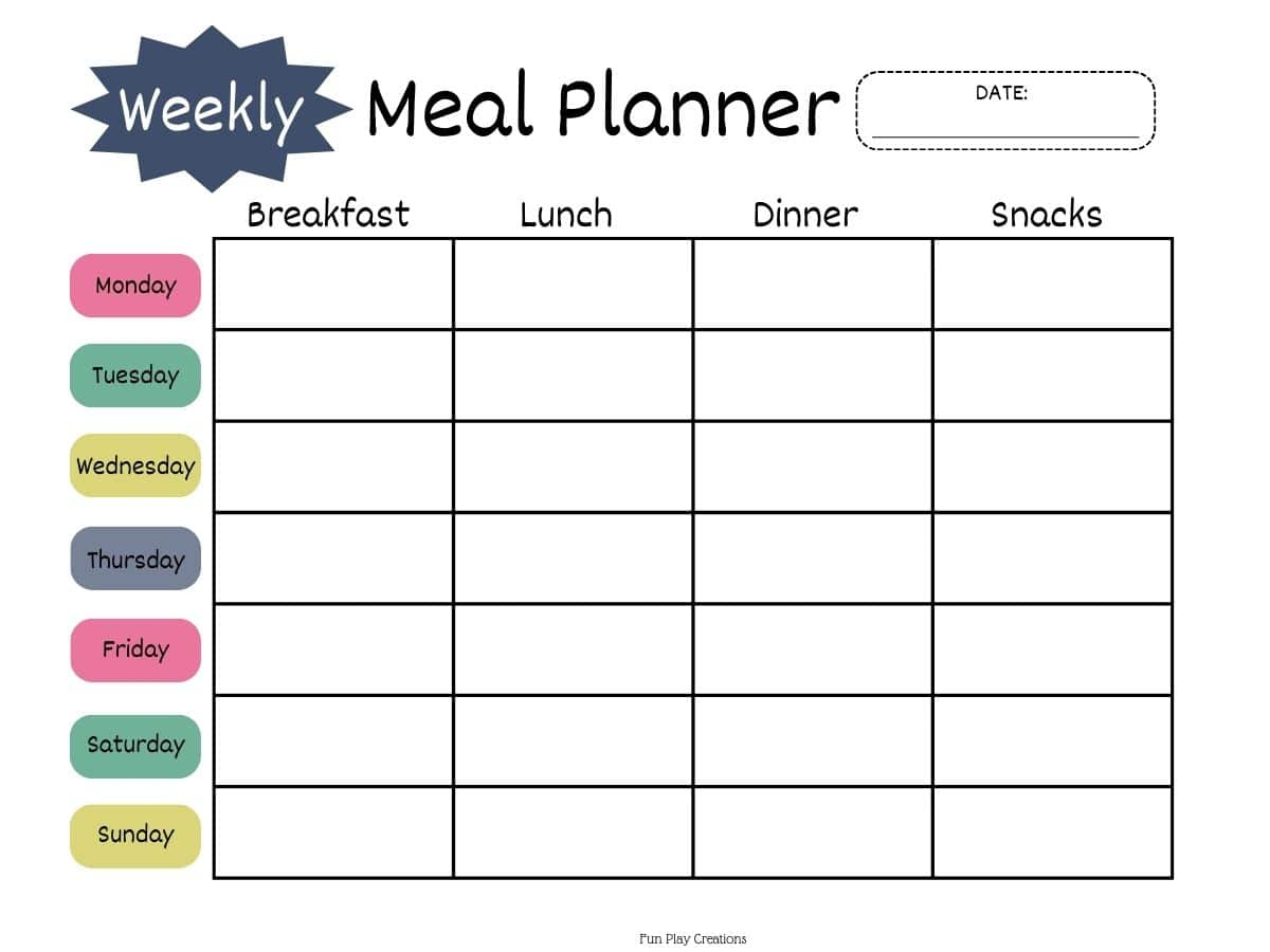 Printable Meal Planner Templates (Free Pdf) inside Free Meal Planner Printable