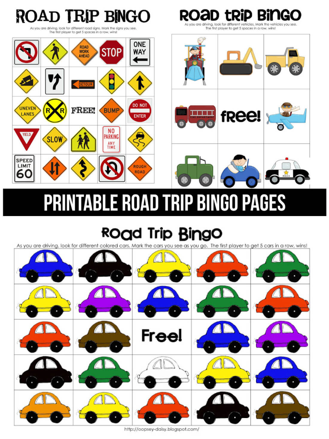 Printable Road Trip Bingo inside Free Printable Road Trip Bingo