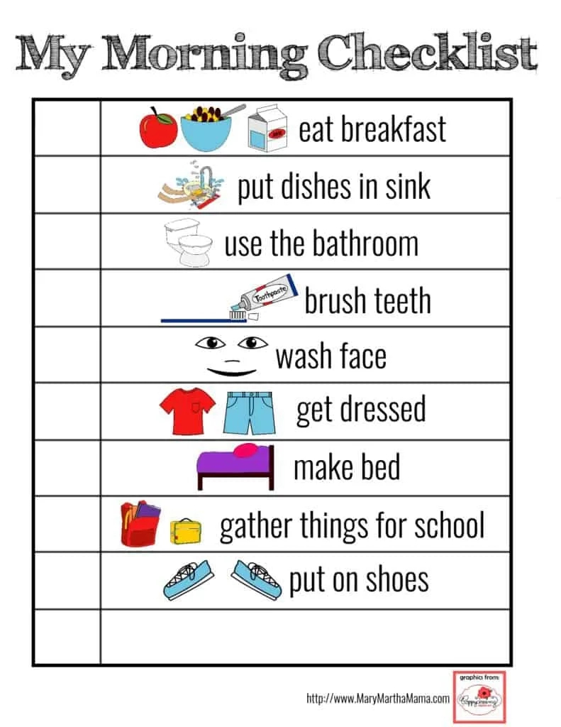 Printable Visual Schedule [For Smoother Mornings!] – Mary Martha Mama regarding Free Printable Visual Schedule Pictures