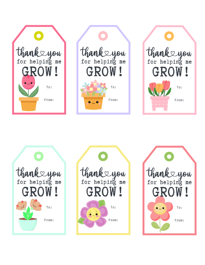 Thank You For Helping Me Grow Free Printable Gift Tags | Baking pertaining to Thank You For Helping Me Grow Free Printable