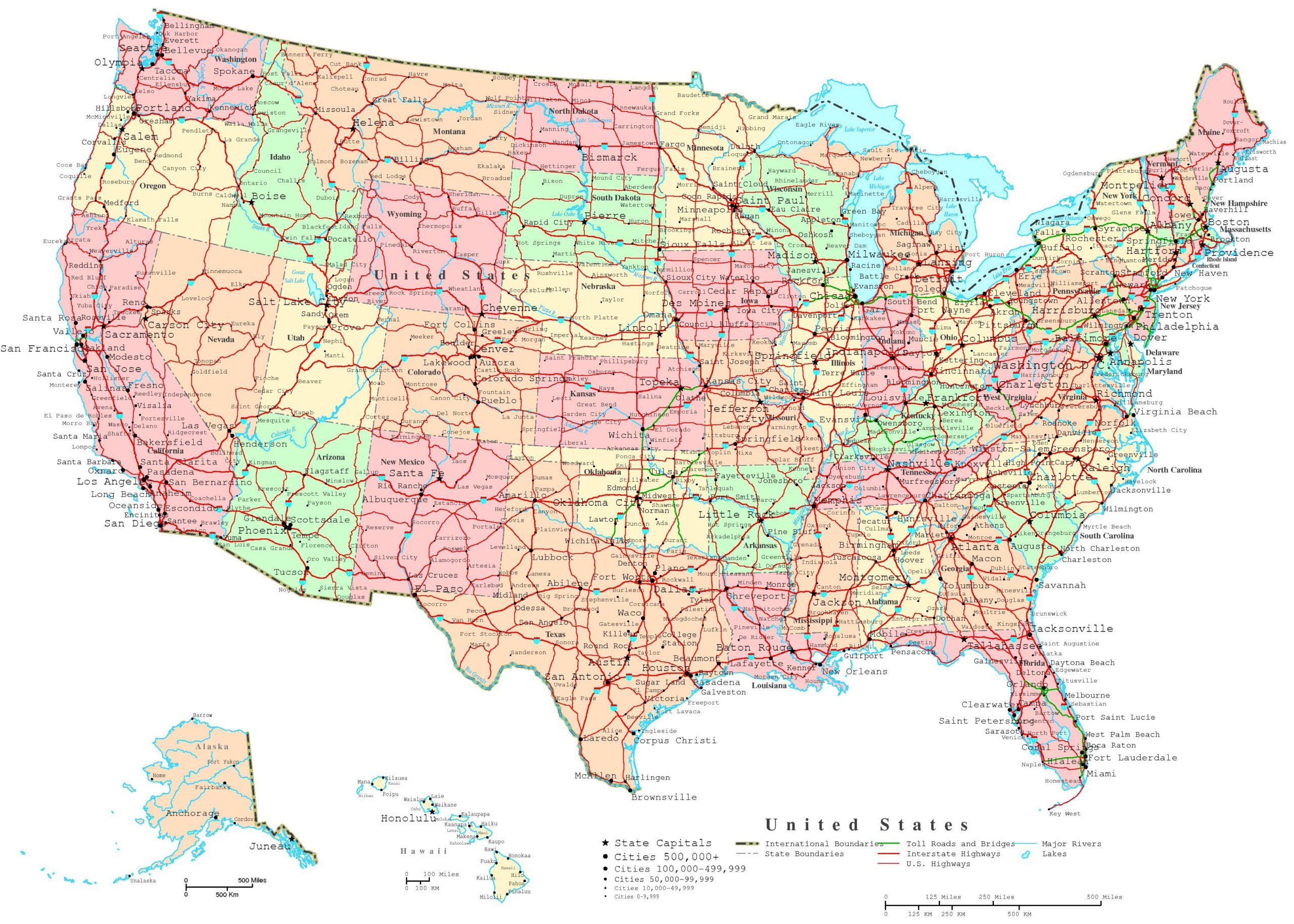 United States Printable Map with Printable Map Of The United States Free
